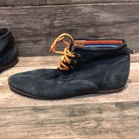 Hudson soft Lace up blue sued Ankle booties sz-7 - Picture 10 of 16